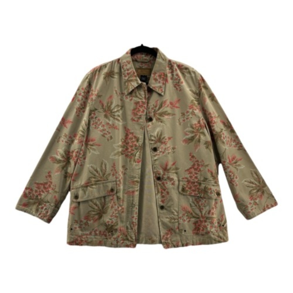Jones New York Signature Floral Print Jacket Button Up Utility L